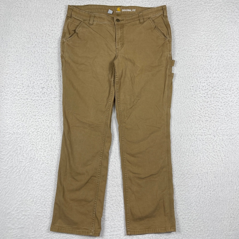 Carhartt Work Pants‎ Womens 14 Regular Tan Original Fit Canvas Utility 102080